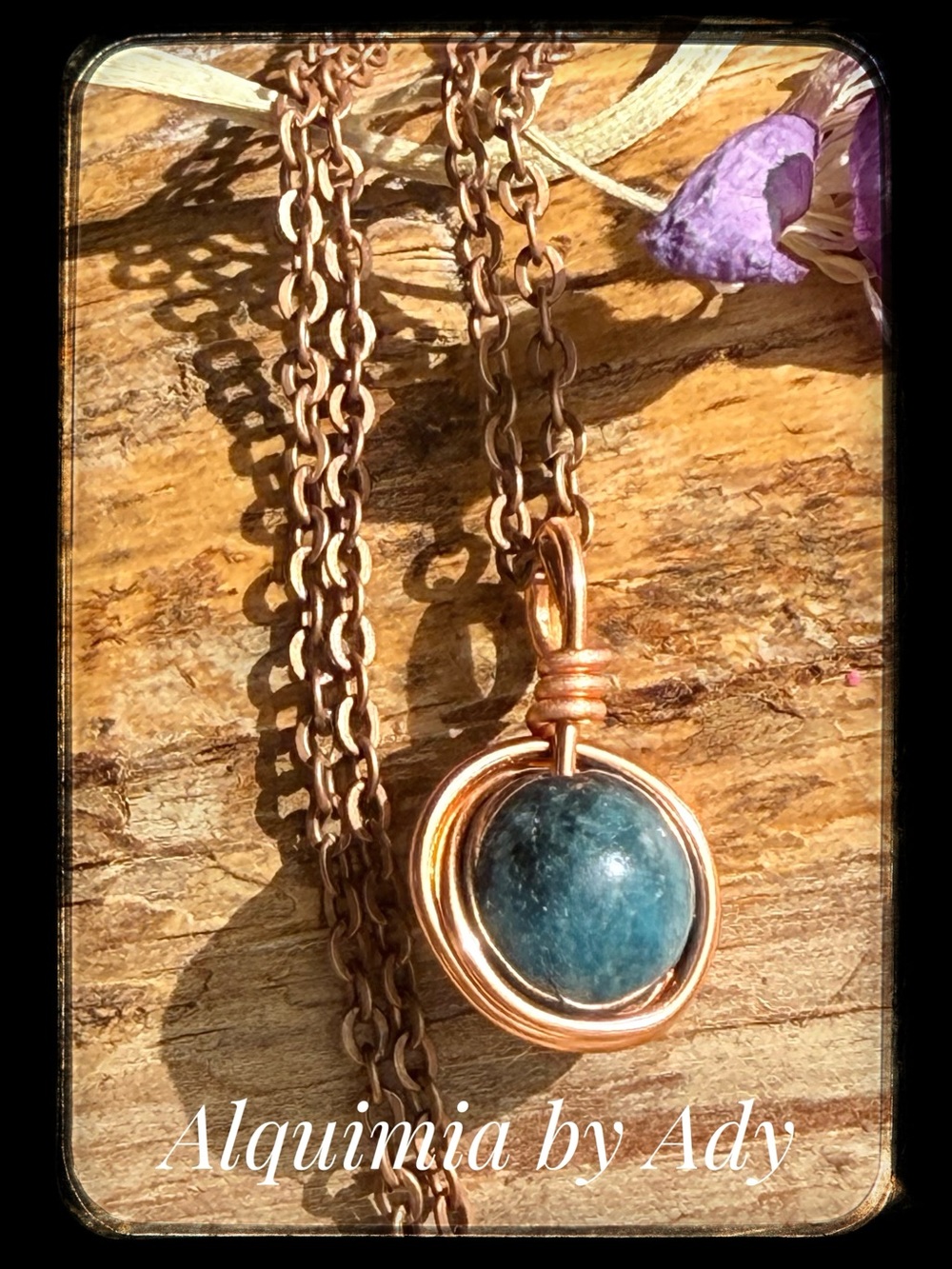 Bold Blue jade and copper Necklace with Circular Pendant + BOHEMIAN FALL
